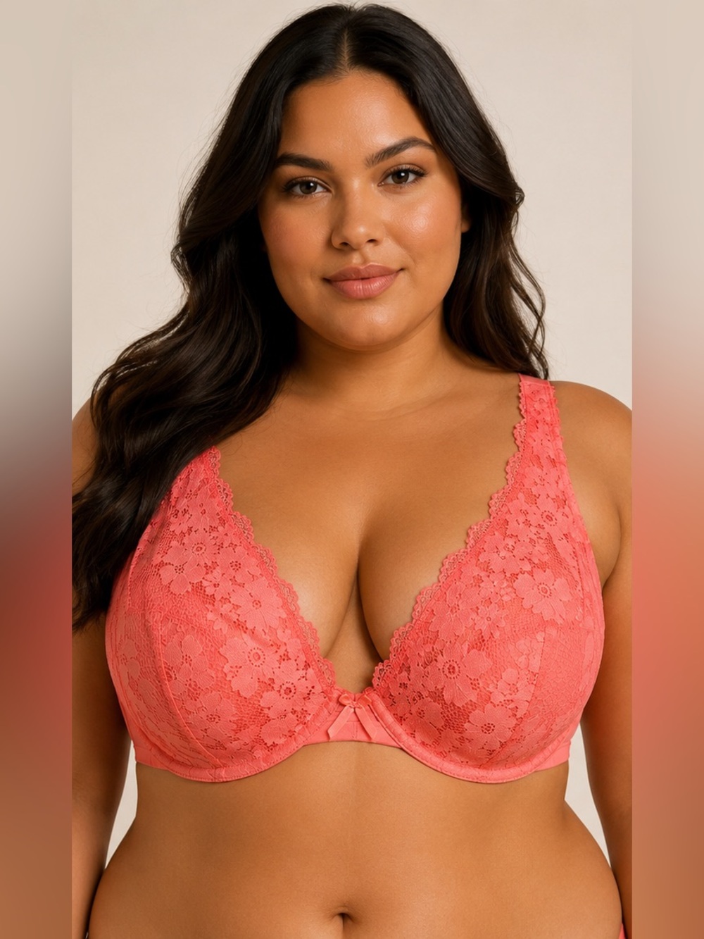 Cacique Coral Lace Unlined Balconette Bra Size 50D